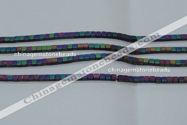 CHE613 15.5 inches 2*2mm cube matte plated hematite beads wholesale