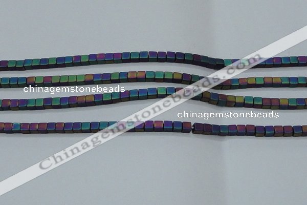 CHE613 15.5 inches 2*2mm cube matte plated hematite beads wholesale