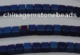 CHE614 15.5 inches 2*2mm cube matte plated hematite beads wholesale