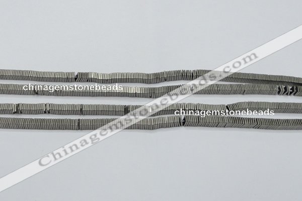 CHE618 15.5 inches 1*2*2mm square matte plated hematite beads