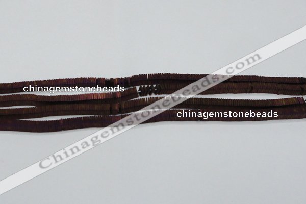 CHE621 15.5 inches 1*2*2mm square matte plated hematite beads