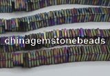 CHE623 15.5 inches 1*2*2mm square matte plated hematite beads