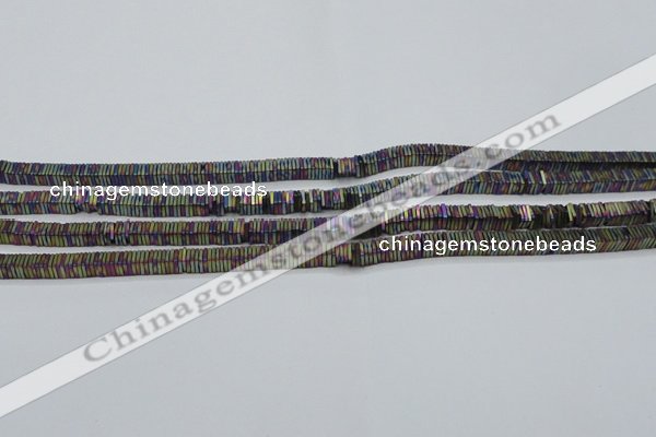 CHE637 15.5 inches 1*4*4mm square matte plated hematite beads