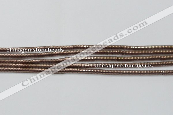 CHE653 15.5 inches 1*3mm tyre plated hematite beads wholesale