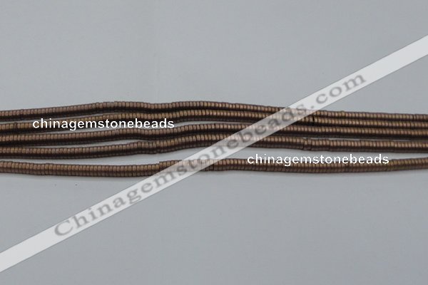 CHE672 15.5 inches 1*2mm tyre matte plated hematite beads