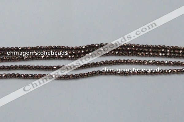 CHE691 15.5 inches 2mm faceted round plated hematite beads