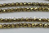 CHE692 15.5 inches 2mm faceted round plated hematite beads