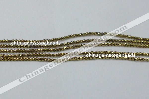 CHE692 15.5 inches 2mm faceted round plated hematite beads