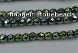 CHE693 15.5 inches 2mm faceted round plated hematite beads