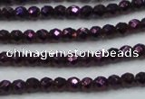 CHE694 15.5 inches 2mm faceted round plated hematite beads