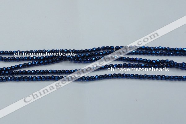 CHE695 15.5 inches 2mm faceted round plated hematite beads