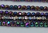 CHE696 15.5 inches 2mm faceted round plated hematite beads