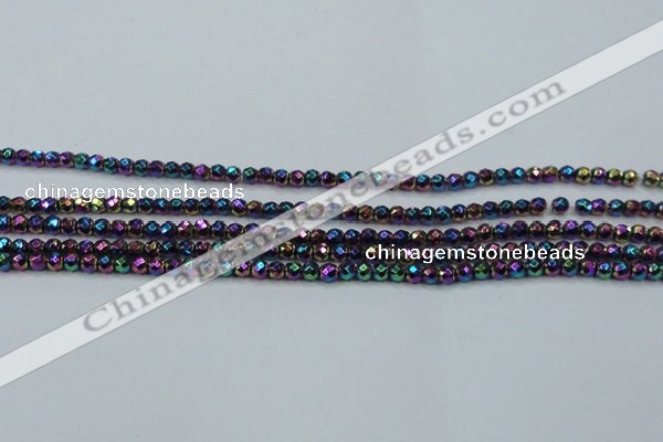 CHE696 15.5 inches 2mm faceted round plated hematite beads