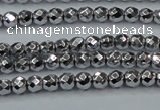 CHE700 15.5 inches 3mm faceted round plated hematite beads