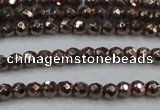 CHE701 15.5 inches 3mm faceted round plated hematite beads