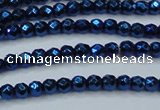 CHE705 15.5 inches 3mm faceted round plated hematite beads