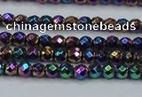 CHE706 15.5 inches 3mm faceted round plated hematite beads