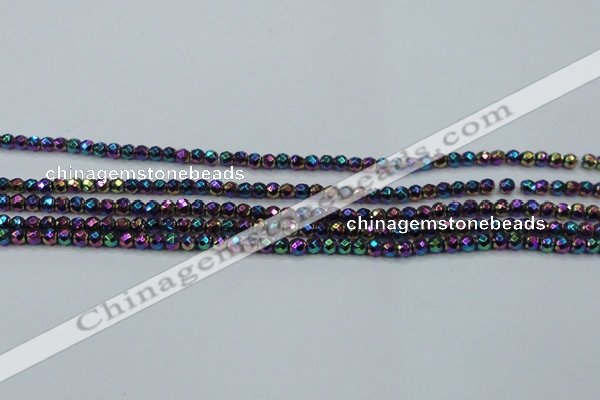 CHE706 15.5 inches 3mm faceted round plated hematite beads