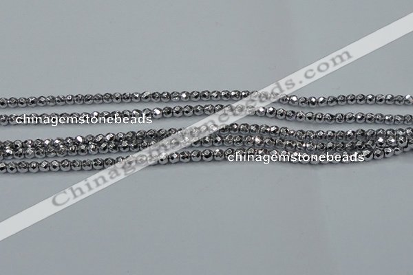 CHE710 15.5 inches 4mm faceted round plated hematite beads