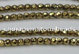 CHE712 15.5 inches 4mm faceted round plated hematite beads