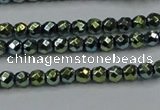 CHE713 15.5 inches 4mm faceted round plated hematite beads