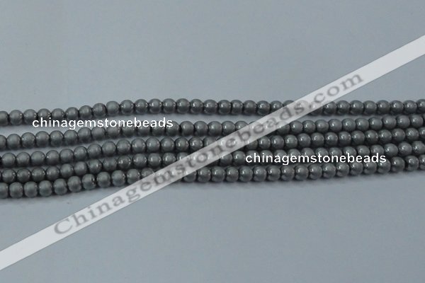 CHE720 15.5 inches 4mm round matte plated hematite beads wholesale