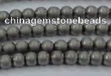 CHE721 15.5 inches 4mm round matte plated hematite beads wholesale