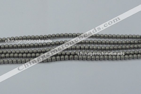 CHE721 15.5 inches 4mm round matte plated hematite beads wholesale