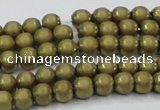 CHE722 15.5 inches 4mm round matte plated hematite beads wholesale