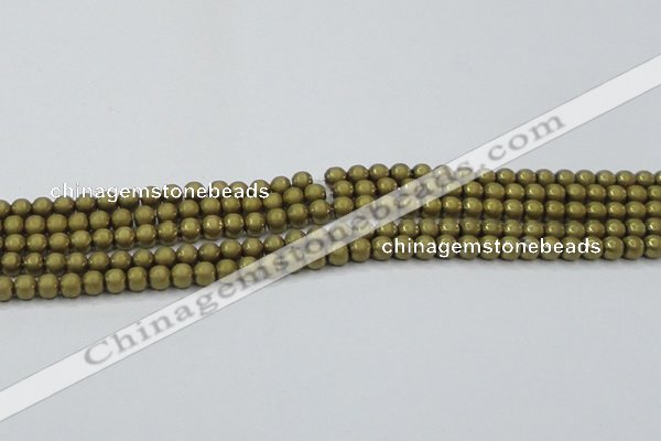 CHE722 15.5 inches 4mm round matte plated hematite beads wholesale