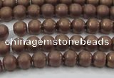 CHE723 15.5 inches 4mm round matte plated hematite beads wholesale