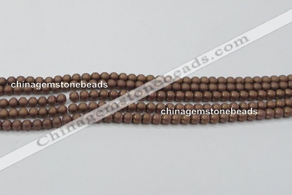 CHE723 15.5 inches 4mm round matte plated hematite beads wholesale