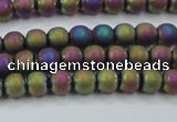 CHE725 15.5 inches 4mm round matte plated hematite beads wholesale