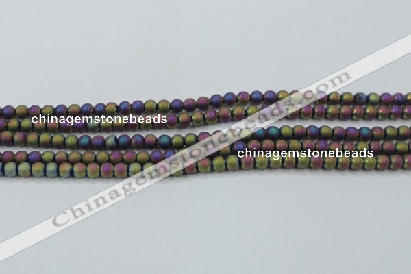 CHE725 15.5 inches 4mm round matte plated hematite beads wholesale