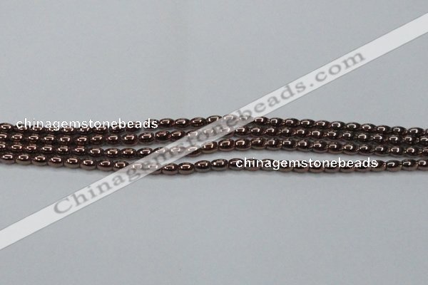 CHE741 15.5 inches 3*5mm rice plated hematite beads wholesale