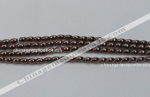 CHE742 15.5 inches 4*6mm rice plated hematite beads wholesale