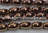 CHE743 15.5 inches 5*8mm rice plated hematite beads wholesale