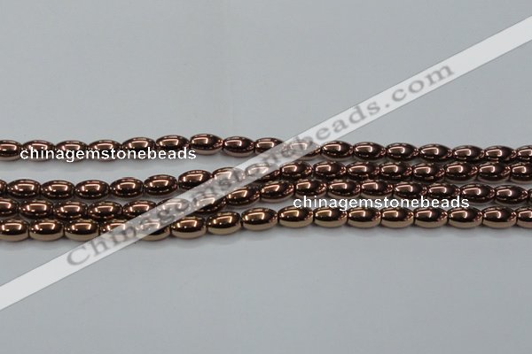 CHE743 15.5 inches 5*8mm rice plated hematite beads wholesale