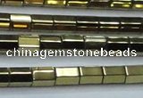 CHE752 15.5 inches 5*8mm faceted tube plated hematite beads