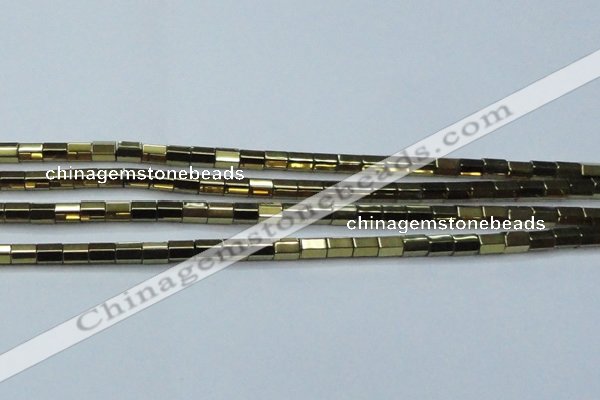 CHE752 15.5 inches 5*8mm faceted tube plated hematite beads