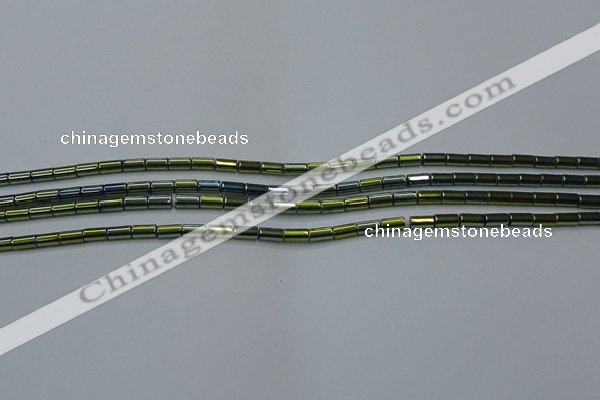 CHE762 15.5 inches 2*4mm tube plated hematite beads wholesale