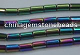 CHE764 15.5 inches 2*4mm tube plated hematite beads wholesale