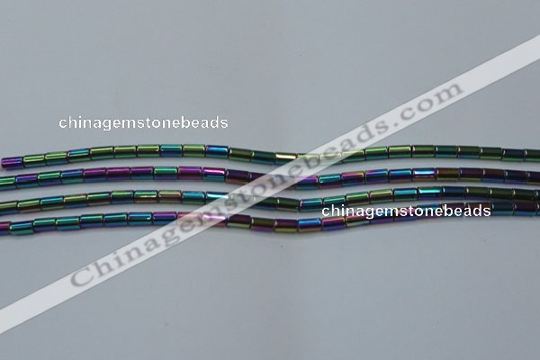 CHE764 15.5 inches 2*4mm tube plated hematite beads wholesale