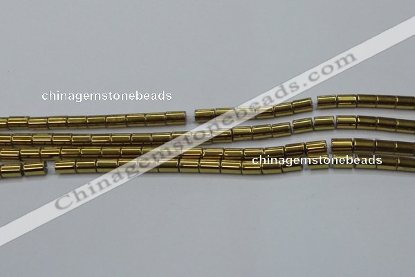 CHE768 15.5 inches 3*5mm tube plated hematite beads wholesale