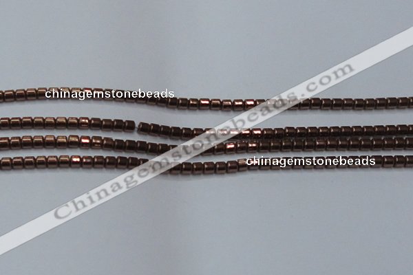 CHE777 15.5 inches 2*2mm drum plated hematite beads wholesale