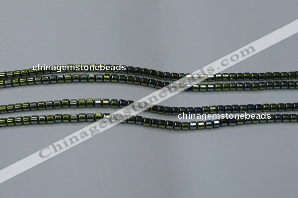 CHE779 15.5 inches 2*2mm drum plated hematite beads wholesale