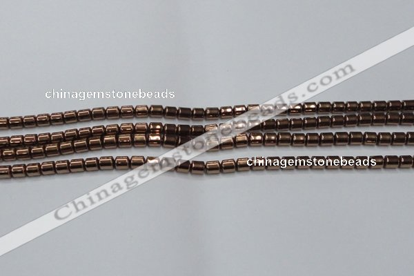 CHE788 15.5 inches 4*4.5mm drum plated hematite beads wholesale