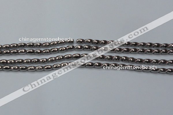 CHE802 15.5 inches 4*6mm rice plated hematite beads wholesale