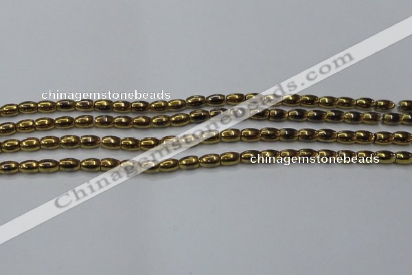 CHE803 15.5 inches 4*6mm rice plated hematite beads wholesale