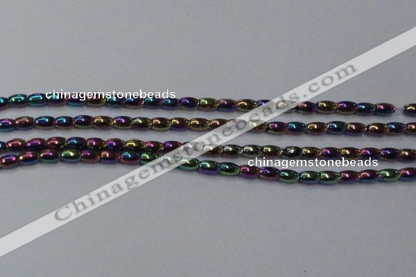 CHE804 15.5 inches 4*6mm rice plated hematite beads wholesale